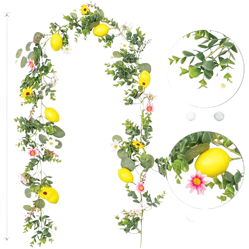 

Искусственная лимонная гирлянда 200 см с зелеными листьями, подвесной декор для дома и свадьбы, 1 шт.