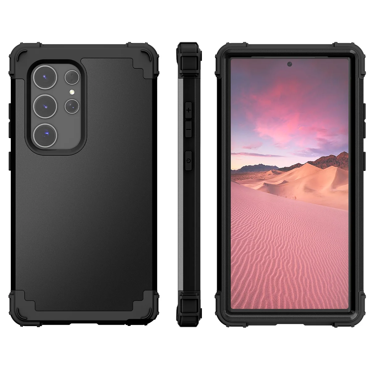 3 in 1 Heavy Duty Armor Shockproof Phone Case For Samsung Galaxy S24 Ultra S23 S22 S21 Plus S20 FE 5G Hard Plastic Back Cover