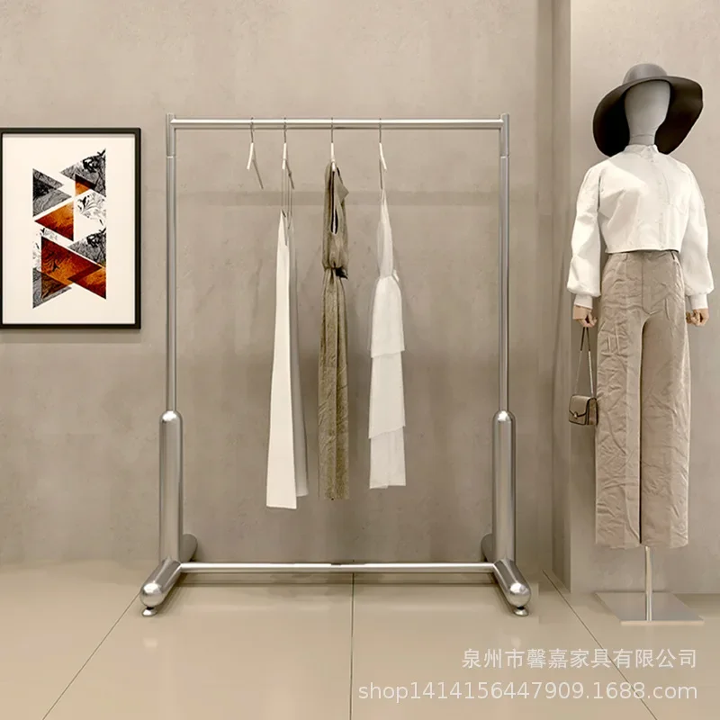 

Factory New Bold Clothing Store Display Rack Women's Clothing Display Rack Stainless Steel Floor Hanger Nakajima Display Rack