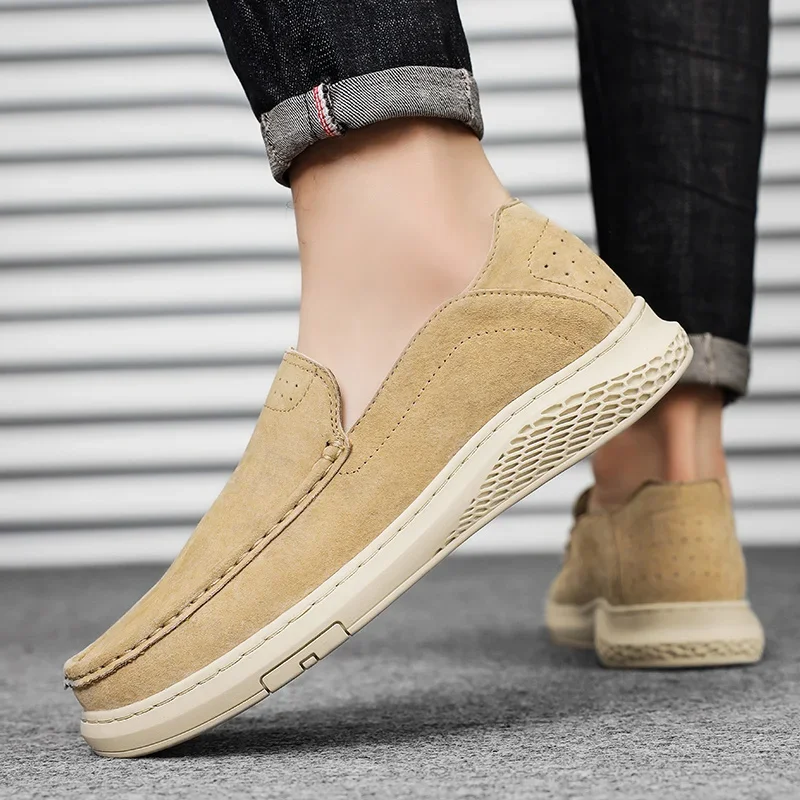 Spring Loose Fitting Loafers Fashion Suede Leather Casual Shoes Soft Sole Comfortable Driving High-quality Outdoor Hiking Shoes