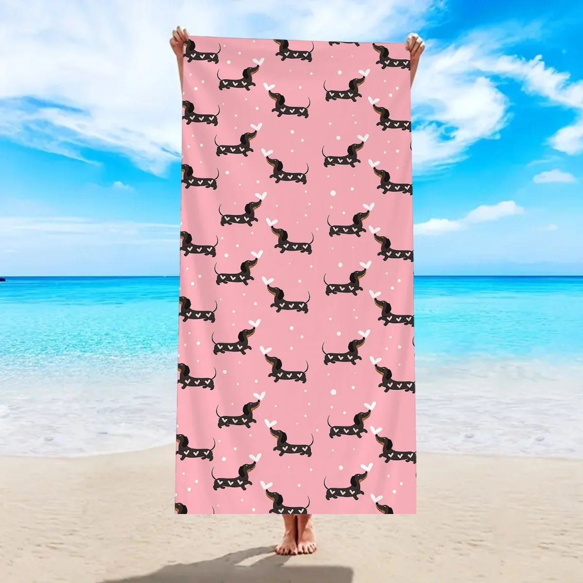 Beach Towel Skateboarding Dachshund Print Microfiber Towel for Men Women Summer Vacation Beach Pool Yoga Camping Trip