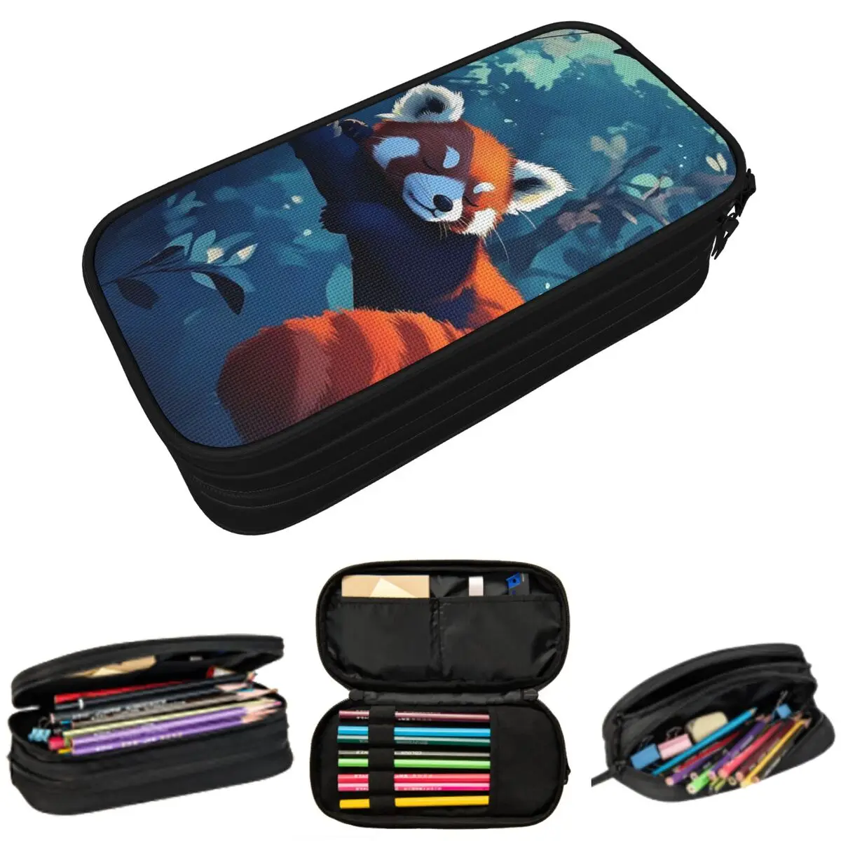 

Red Raccoon Sleeping In The Tree Pencil Case for Boys Girls Gifts Pen Box Pencil Bag Stationery Supplies Pen Holder Bag