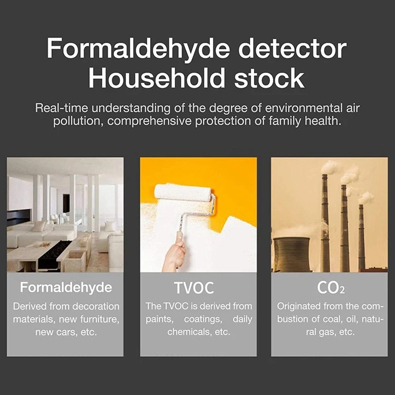 Air Monitoring Indoor Air Quality Sensor Formaldehyde Tester Fit For Carbon Dioxide TVOC Carbon