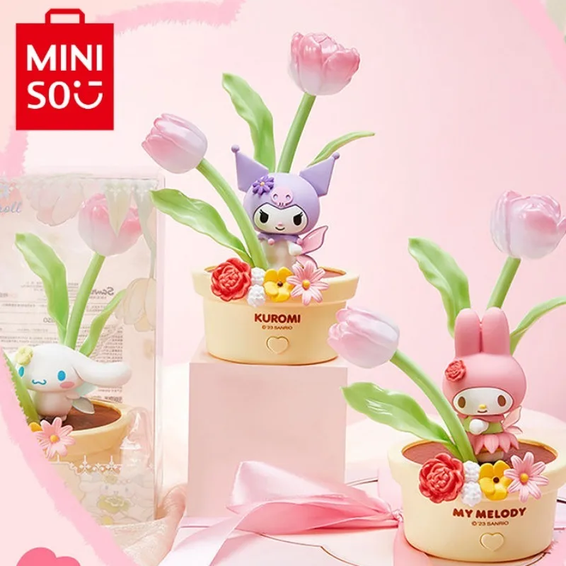 MINISO Sanrio Flower Fairy Series Cinnamoroll LED Night Light Kuromi Creative Decoration Ornament Lamp Girls Children Toy Gift