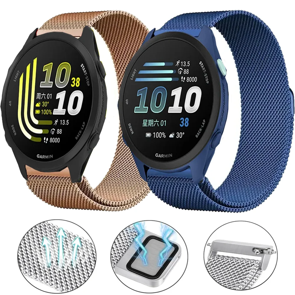 20mm 22mm Magnetisches Milanaise-Armband für Garmin Forerunner 70 170 55 165 570 970 965 265 955 Armband Garmin Move Trend Active 6 5