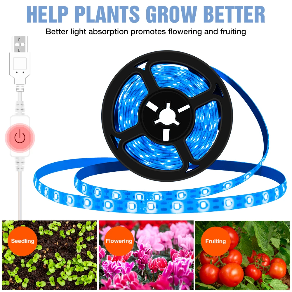 Flexible Led Grow Light Strip USB Plant Light Grow Lamp For plants stands Indoor Cultivation Greenhouse Flower Seedling Tent Box