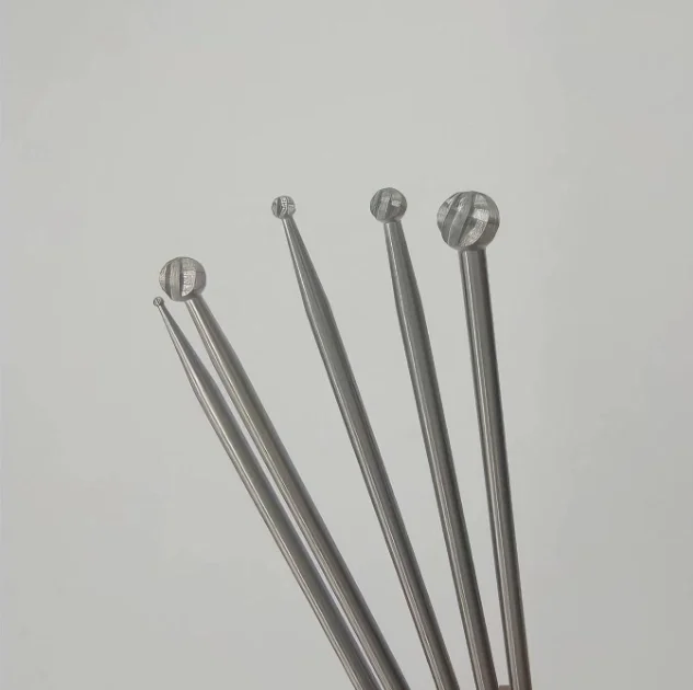Orthopedic Bone Burr Ball Burr Grinding Cutter Stainless Steel Bone Milling Tool 1-5mm Sizes With Spiral Shank