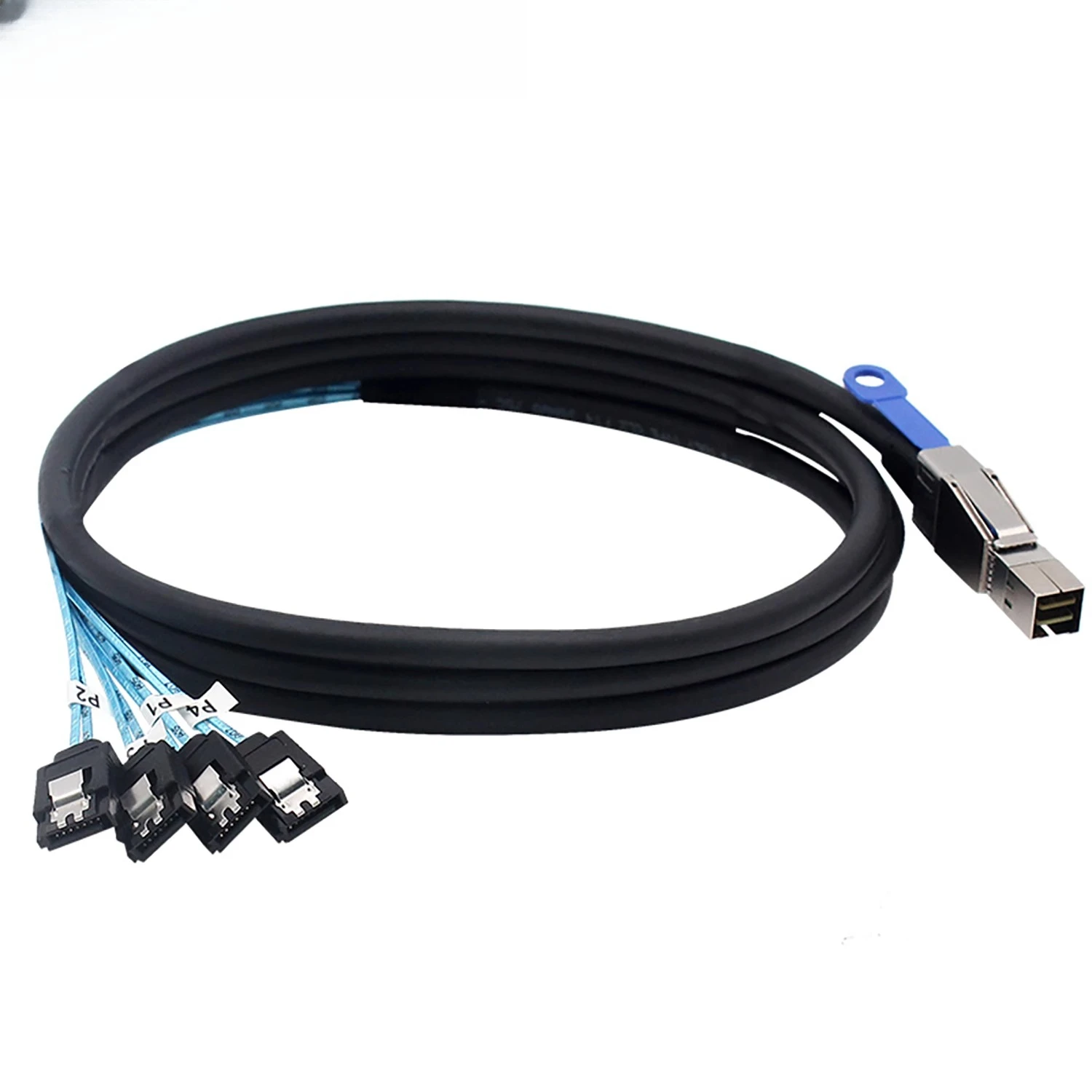 SAS HD SFF-8644 with IC to 4X SATA 7P Straight Server Hard Disk Cable