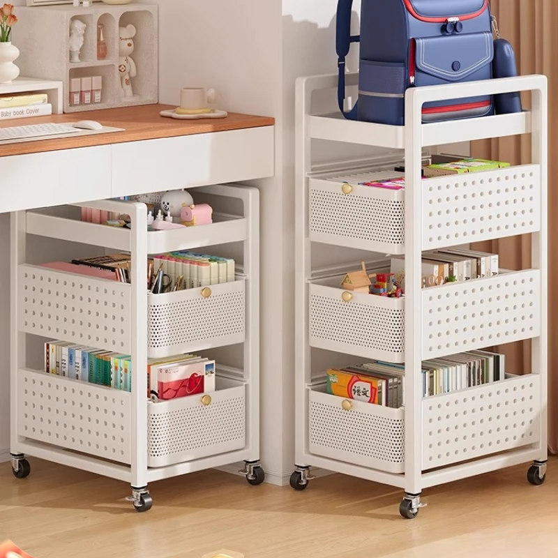 

Carbon steel schoolbag rack movable trolley book storage rack multi-layer schoolbag under the table with pulley artifact