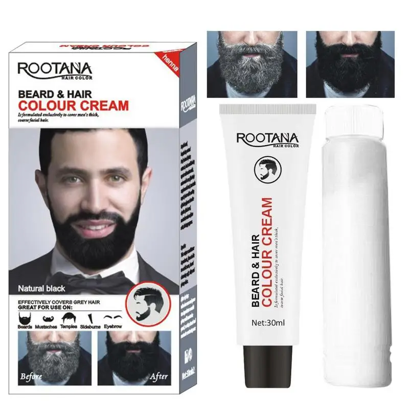 Creme de coloração semi-permanente para homens, kit bigode, preto e marrom, duradouro, ferramenta de moda, 5 minutos, 60ml