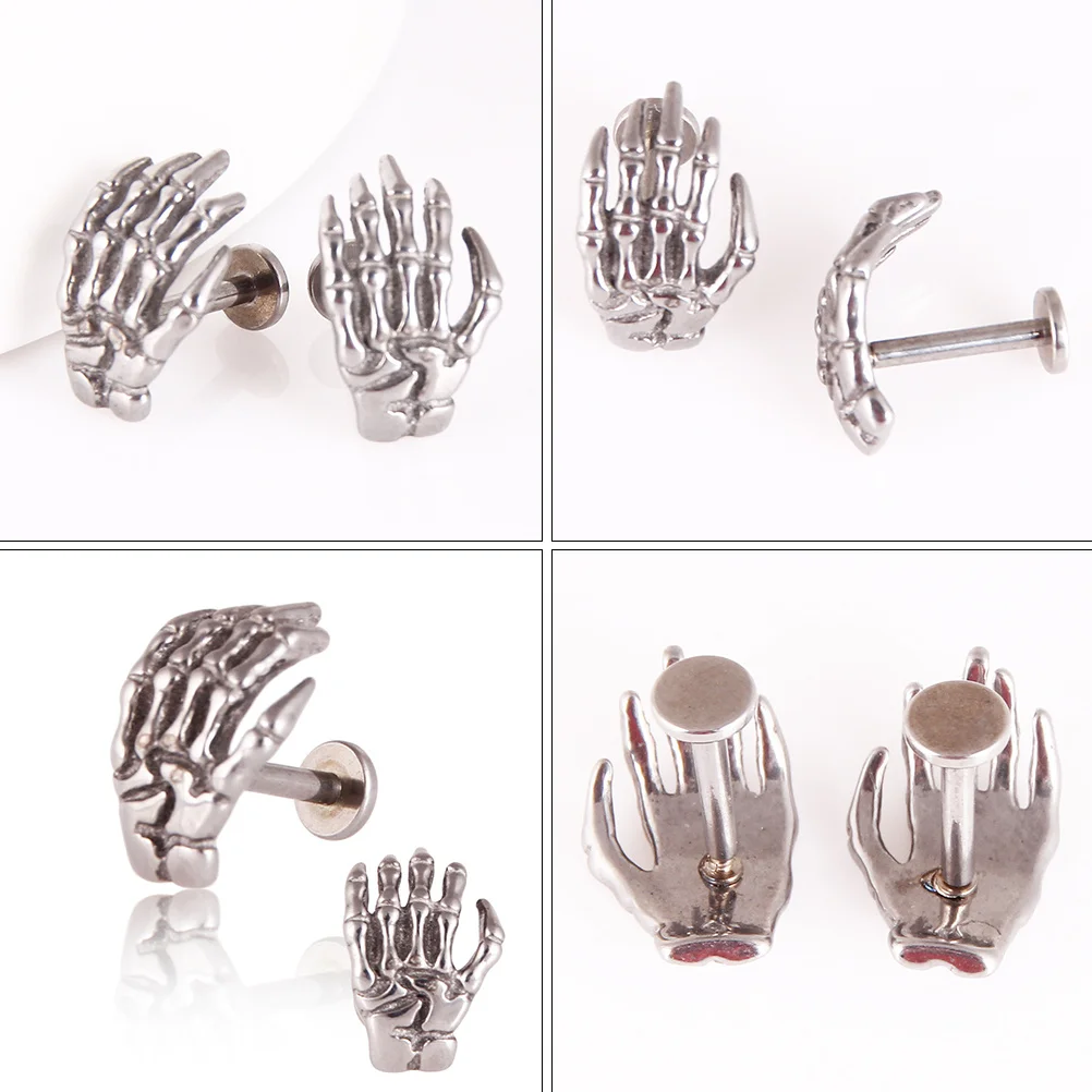 

4Pcs Claw Lip Studs Punk Style Stainless Steel Body Piercing Jewelry Unisex for Wedding Travel Photos