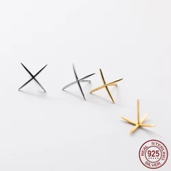 La Monada Womens Earrings Silver 925 X Cross 925 Silver Earrings For Women Silver Stud Earrings Geometric Line Girls Ladies