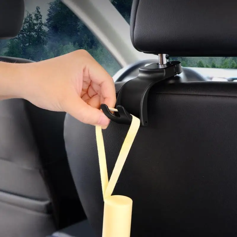 Car Seat Headrest Hooks Set of 4 Foldable Design for Shopping Bags and Handbags Universal Rear Seat Storage Solution