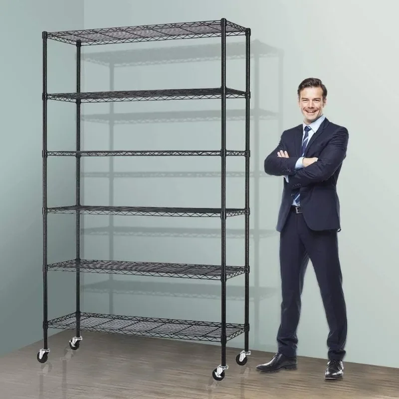 

6-Tier Storage Shelves NSF Certified Wire Shelving Unit on Wheels Heavy Duty Metal Shelves Steel Shelving 2100Lbs (18"x48"x82")