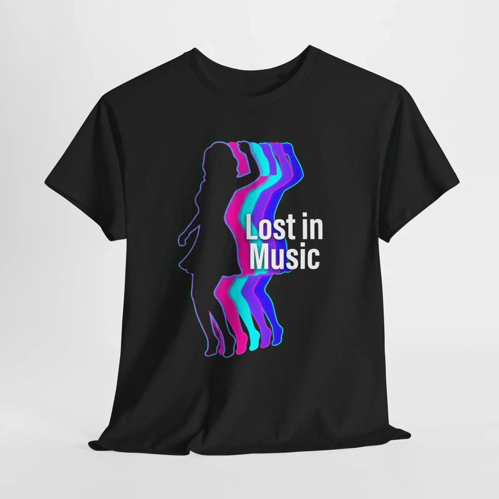 Lost in Music T Shirt Neon Dance Electronic vintage Washed Stretched fashion Versatile Top For Everyday Wear Unisex Breathable