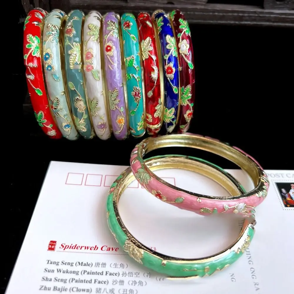 Chinese Women's Hand Bracelet Enamel Cloisonne Bracelet Fine Small Flower Ethnic Style Jewelry Gifts for Women Girl