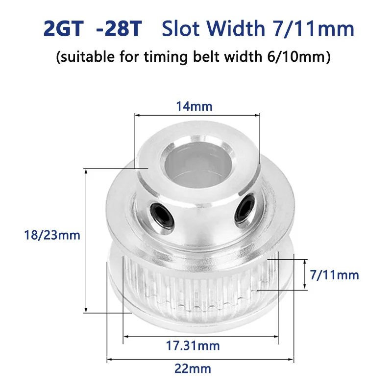 1pc 2GT Timing Pulley 28T 30T Bore 4 5 6 6.35 8mm for Width 6mm 10mm GT2 Synchronous Belt 3D Printer CNC Parts 28 30 Teeth