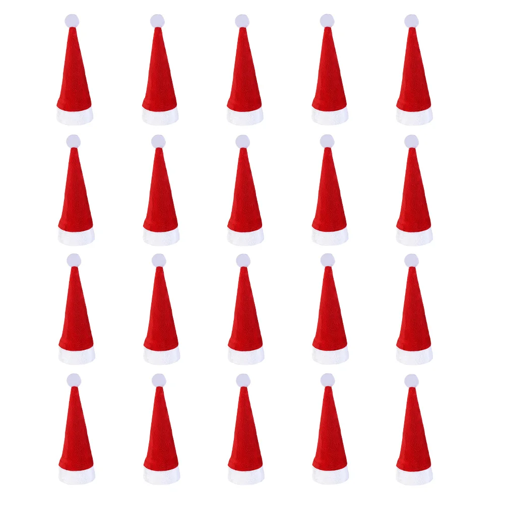 

20 Pcs Christmas Hat Knife and Fork Cutlery Holder Spoon Pocket Lollipop Decor