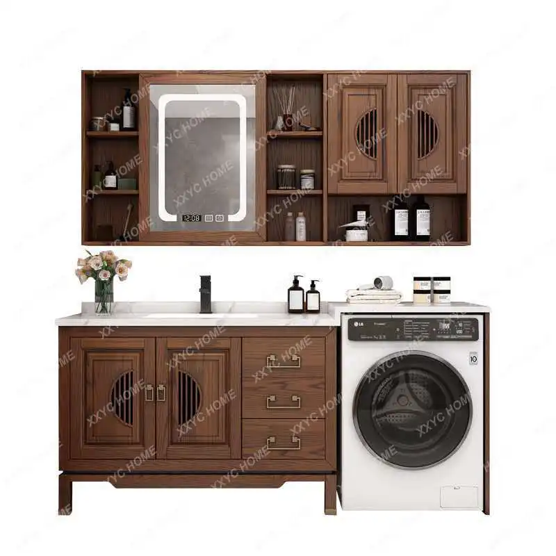 Washing Machine Cabinet Combination Bathroom Table Wash Basin Stone Plate Bathroom Cabinet