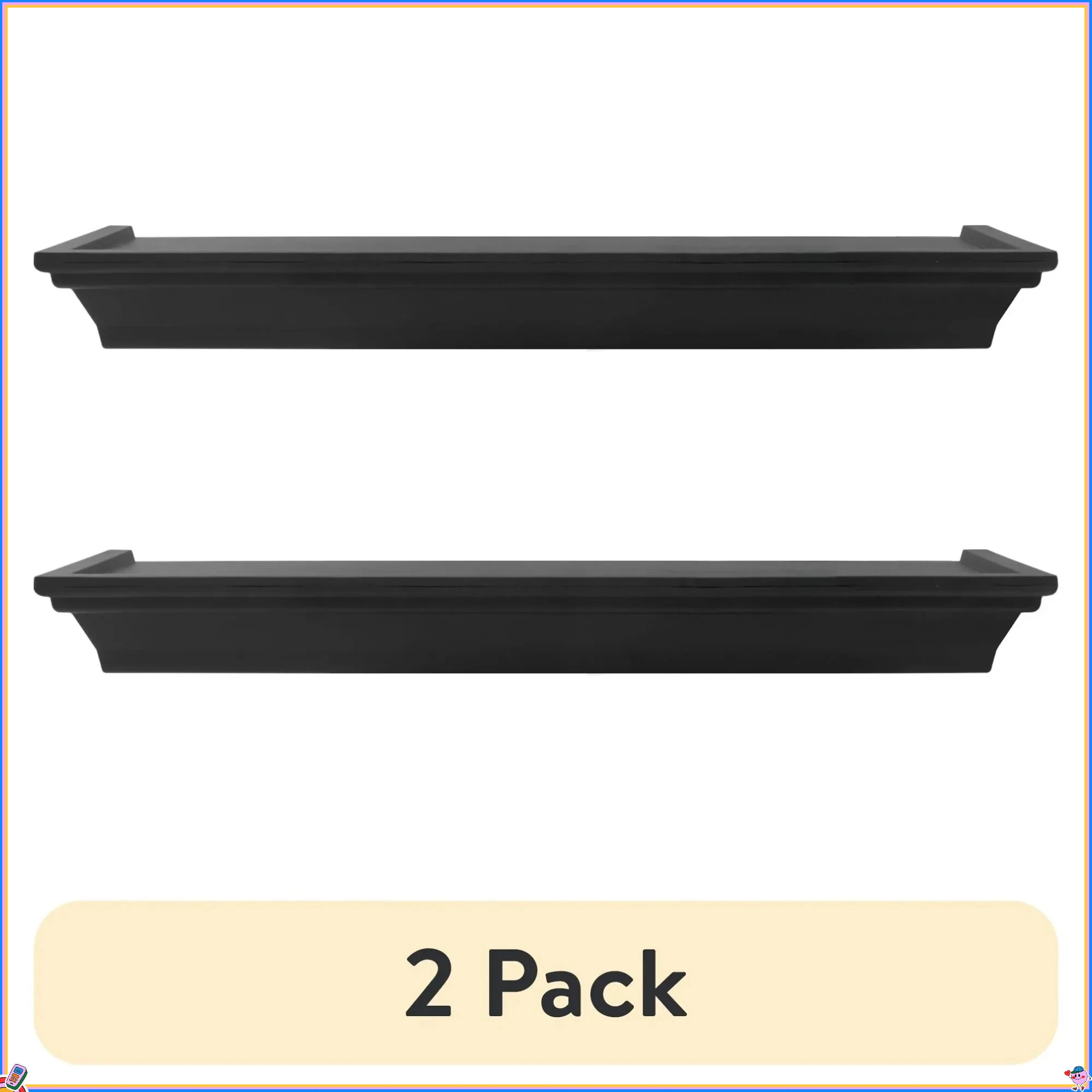 

(2 pack) 3PC Plastic Floating Shelves, Black