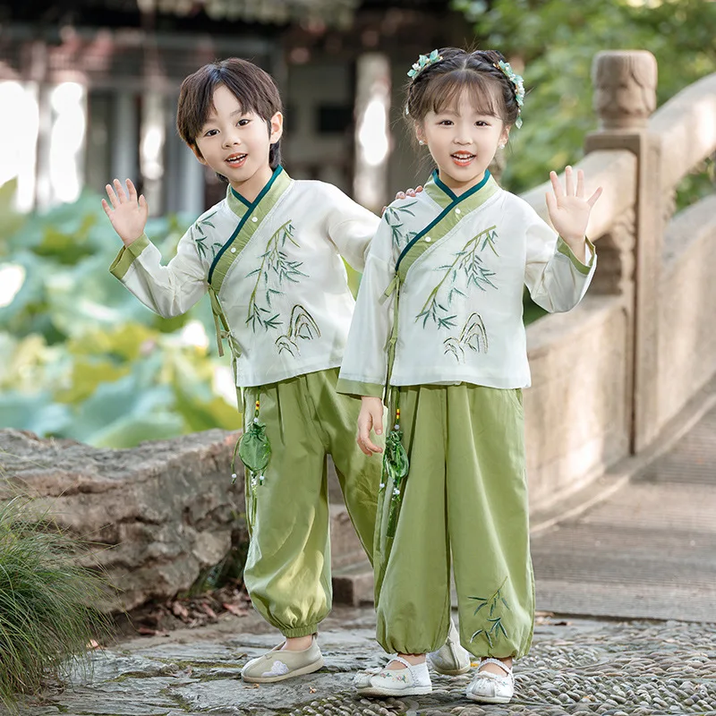 Costume Hanfu de style chinois pour garçons et filles, costume Super DegradPrairie, vêtements de performance rétro pour enfants