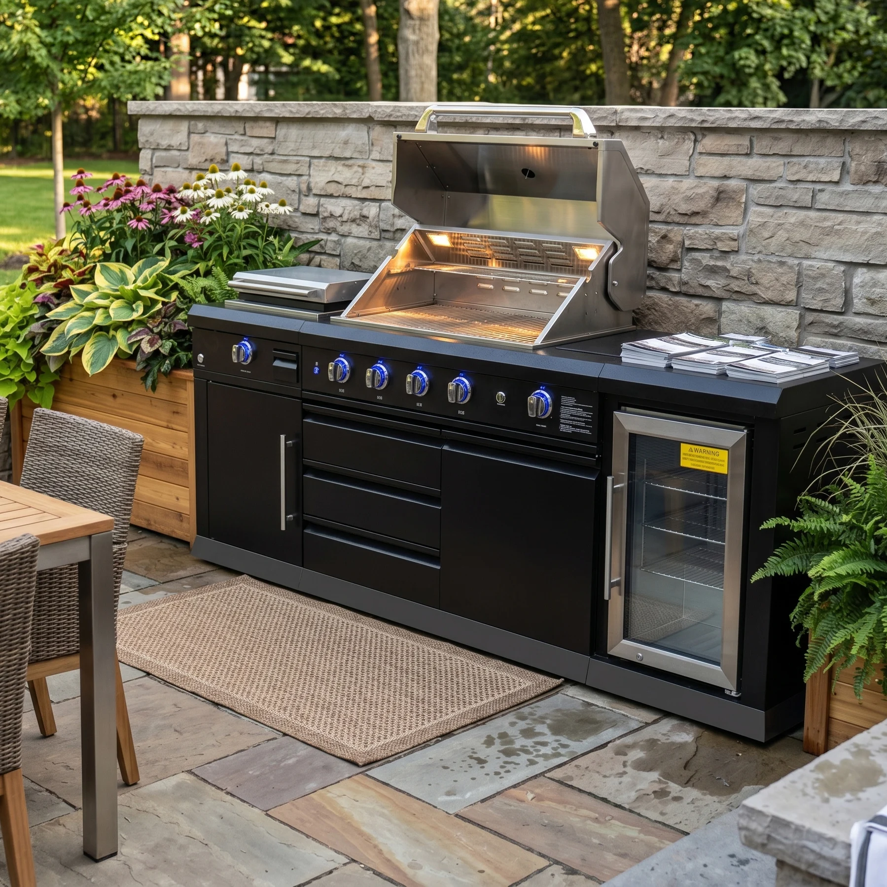 High Quality Heavy Duty Weather Resistant Formaldehyde Free Modular Outdoor Kitchen With BBQ Grill For Garden Patio Home Use