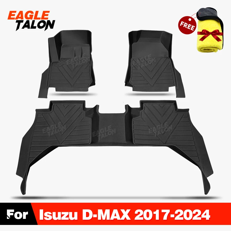 For Isuzu D-MAX 2017-2024 2023 2022 2021 2020 2019 2018 Custom All-Weather TPE Floor Mat Carpet Cover Auto Interior Accessories