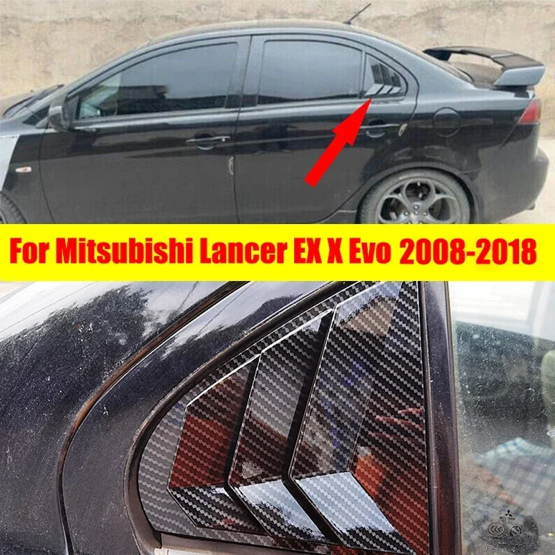 2PCS For Mitsubishi Lancer EX X EVO 2008-2018 Car Rear Window Quarter Louver Cover Side Vent Shutter Trim Scoop ABS Accessories