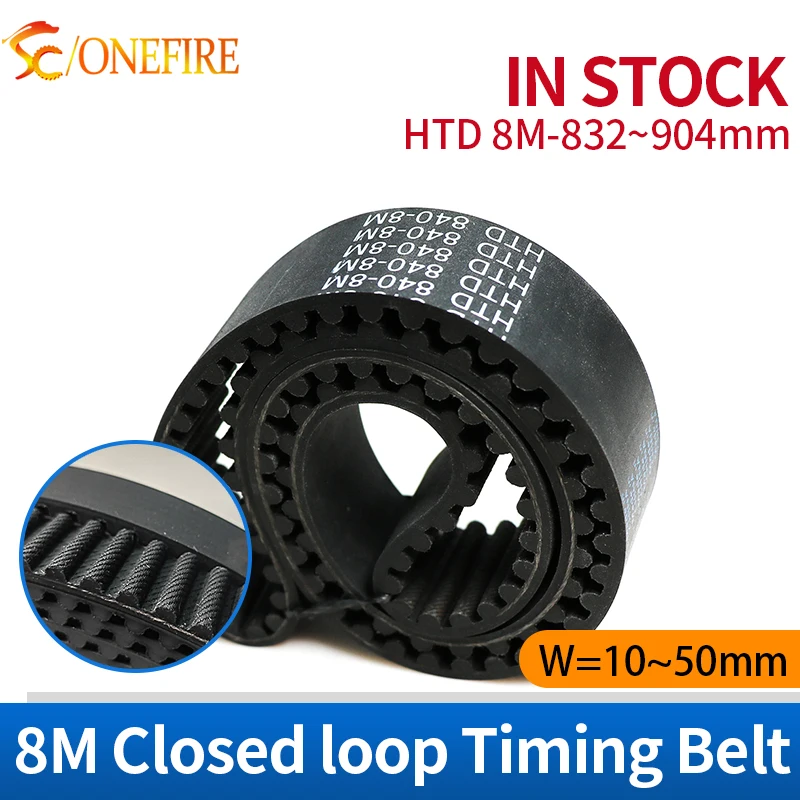 HTD 8M Rubber Timing Belt Length 832 840 848 856 864 872 880 888 896 904mm Width 10~50mm HTD 8M Closed Loop Belts