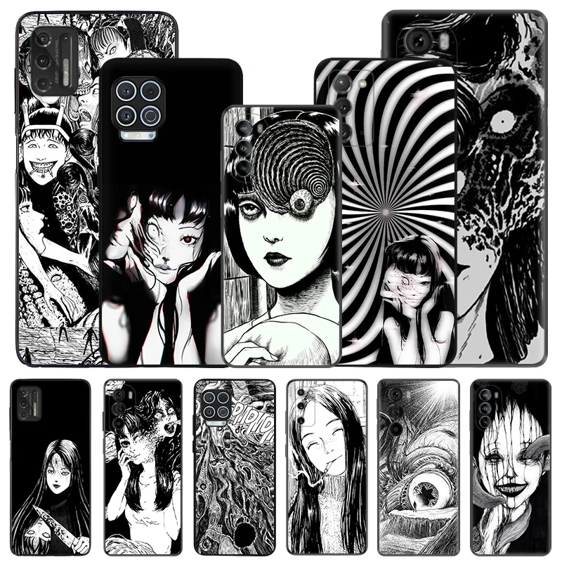 Silicone Black Phone Case for Motorola G72 G53 G73 G9 G50 G51 G60 G71 G22 G32 G52 Junji Ito Tomie Tees Manga Edge 30 20 40 Cover