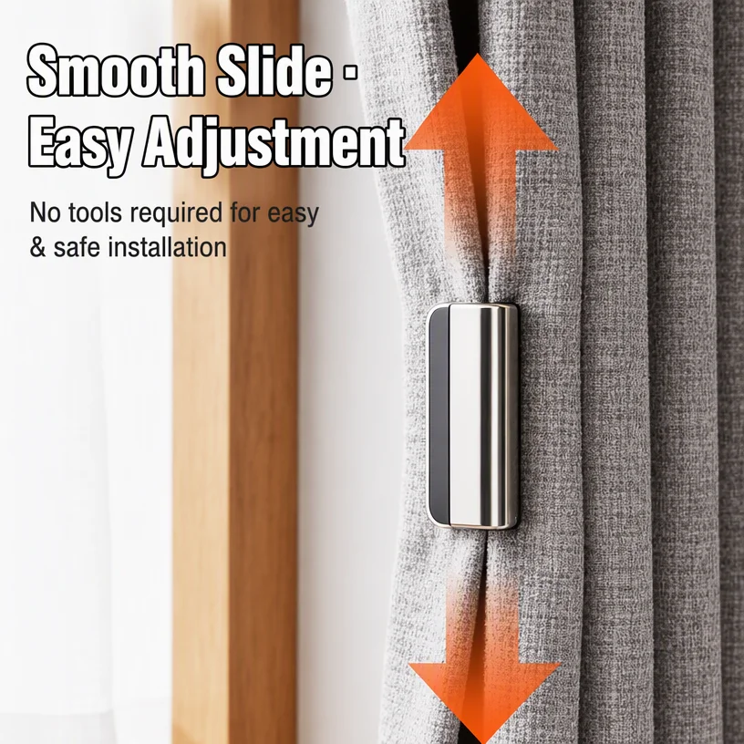 Curtain Magnetic Snap Fastener for Edge-to-Wall Lightproofing, Seam-Free Magnetic Snap Closure