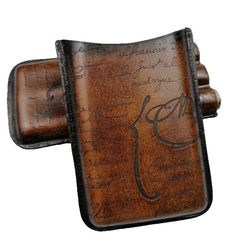 Luxury Leather Cigar Case Portable 3 Tube Holder Travel Cigar Humidor Outdoor Cigarette Storage Box For Men