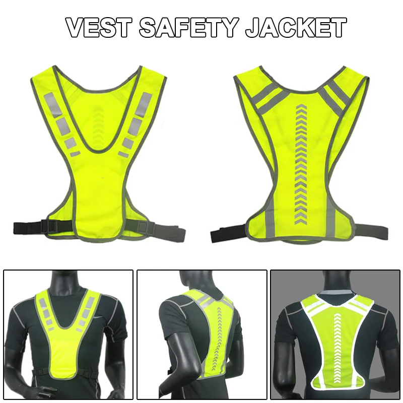 

Reflective Safety Vests Lightweight Adjustable Elastic Vest Jacket Hi Vis Reflective Strips For Traffic Control Running Cycling