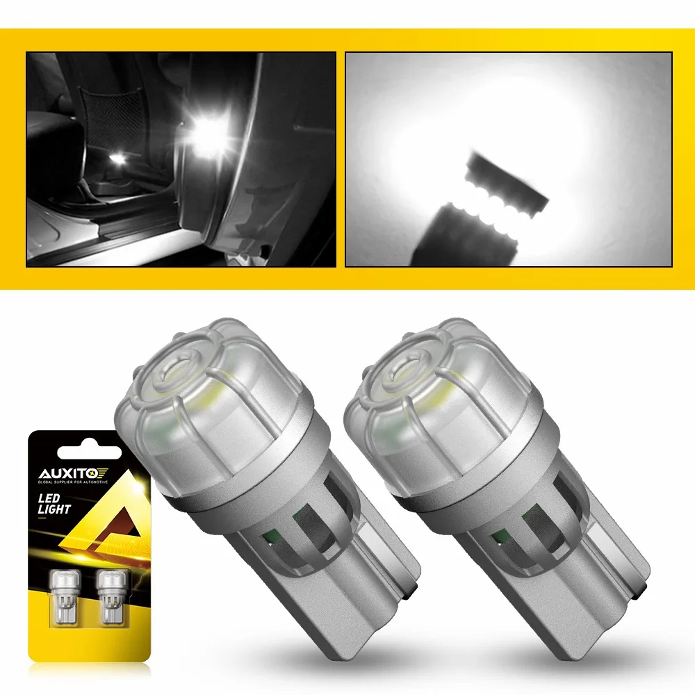 AUXITO 2Pcs W5W T10 LED Bulbs Canbus Error Free 5500K White 194 168 501 2825 5W5 Automotive Interior Dome Map Reading Light