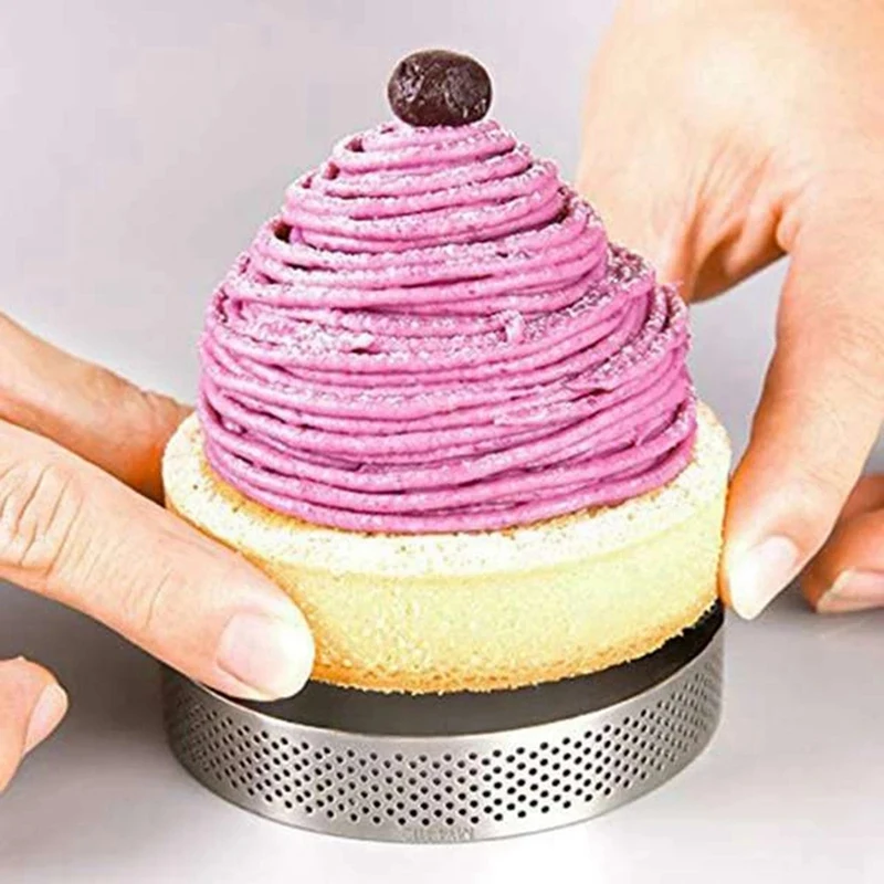 12 Pack Stainless Steel Tart Rings,Perforated Cake Mousse Ring,Cake Ring Mold,Round Cake Baking Tools 6cm