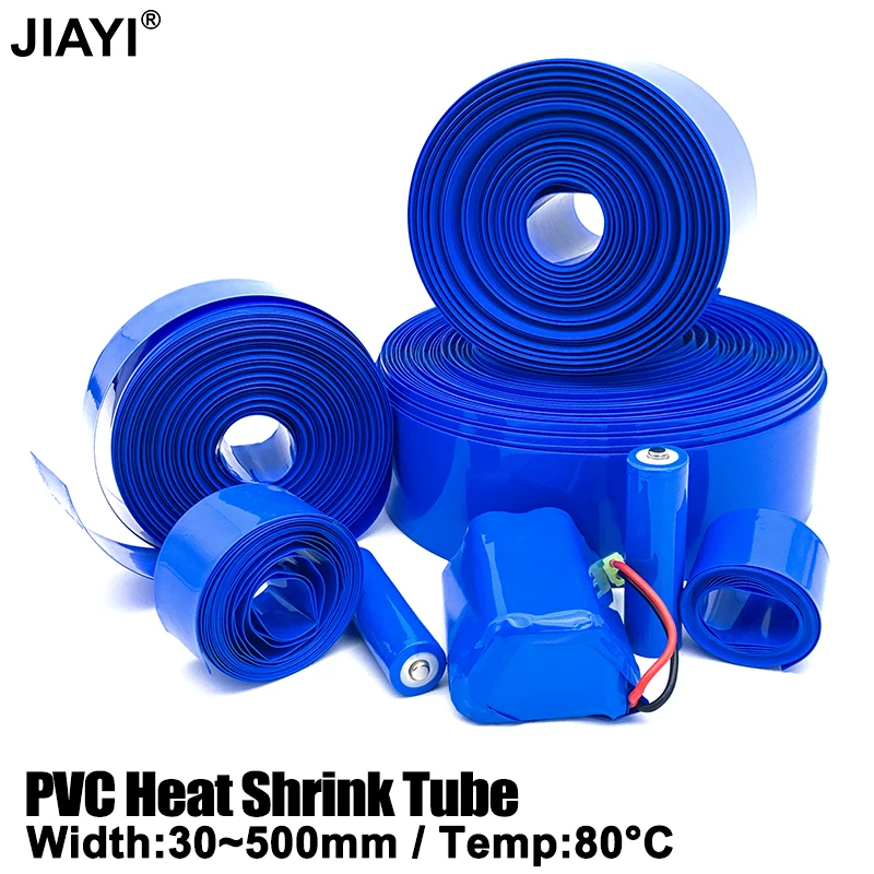 2m PVC Heat Shrink Tube For Production Of 18650 Battery Packs Cable Sleeve Multi Sizes Blue Shrink Insulated Shrink Pipe