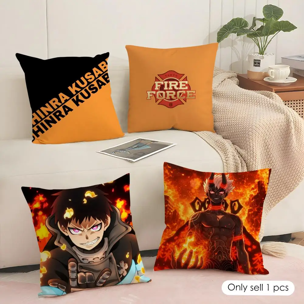 Anime Brigade S-Shinra KusakabeS Cushion Cover Pillowcase Ultra Soft Skin Friendly Fabric Cloud Like Comfort & Concealed Zipper