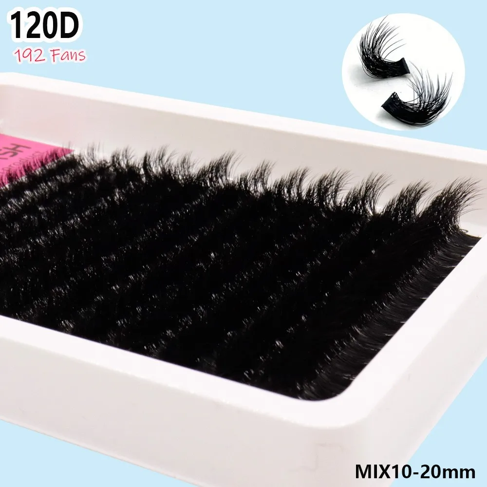 240 ventiladores 192 ventiladores 168 ventiladores 216 ventiladores mezcla 10-20 mm 60D-20D efecto multicapa Combopack grande extensiones de pestañas prefabricadas