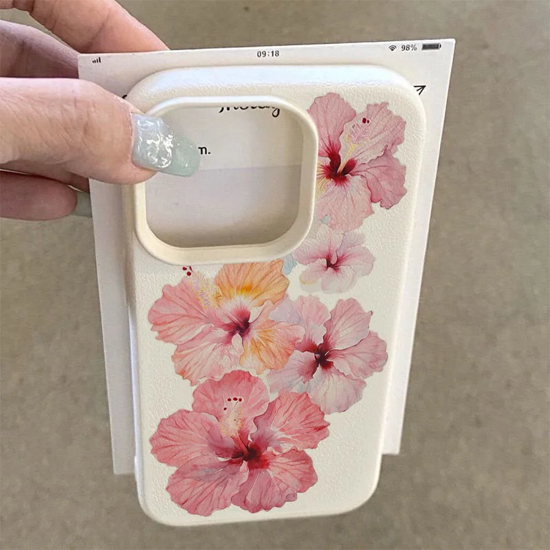 Stylish Watercolor Hibiscus Design TPU Phone Case For iPhone 17 16 15 14 13 12 11 Pro Max XS X XR Plus 17 Air 17 Pro Soft Cover view 4