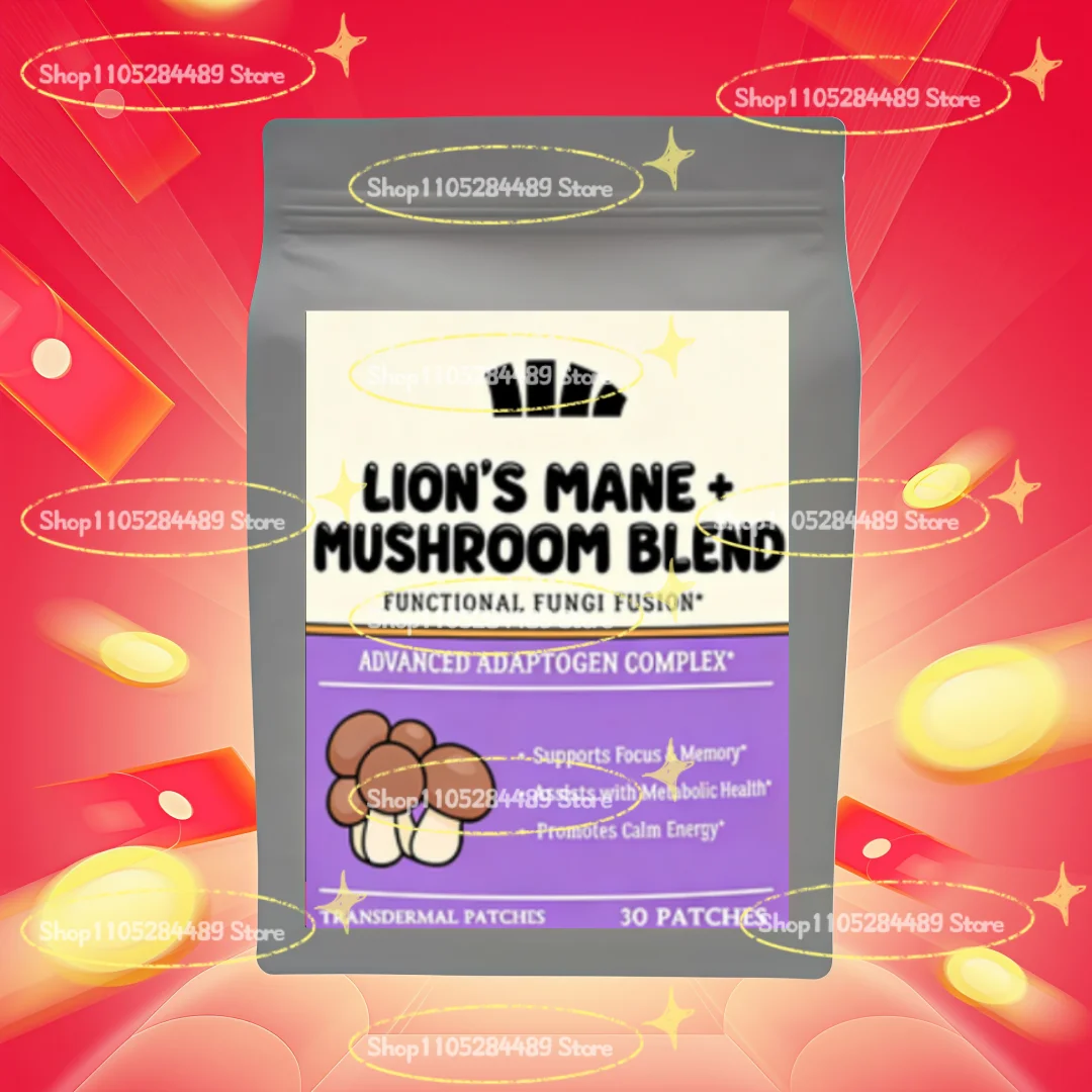 Lions Mane Mushroom Transdermal Patches With Cordyceps, Reishi, And Turkey Tail Mushrooms Focus Memory Brain Support 30 Patches