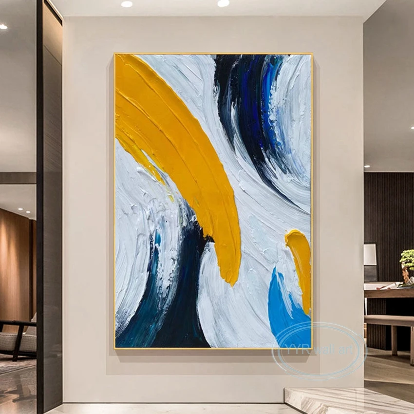 Hand Drawn Oil Painting American 3D Abstract Hanging Picture Wall Art Texture Poster Living Room Porch Hotel Large Decor Mural