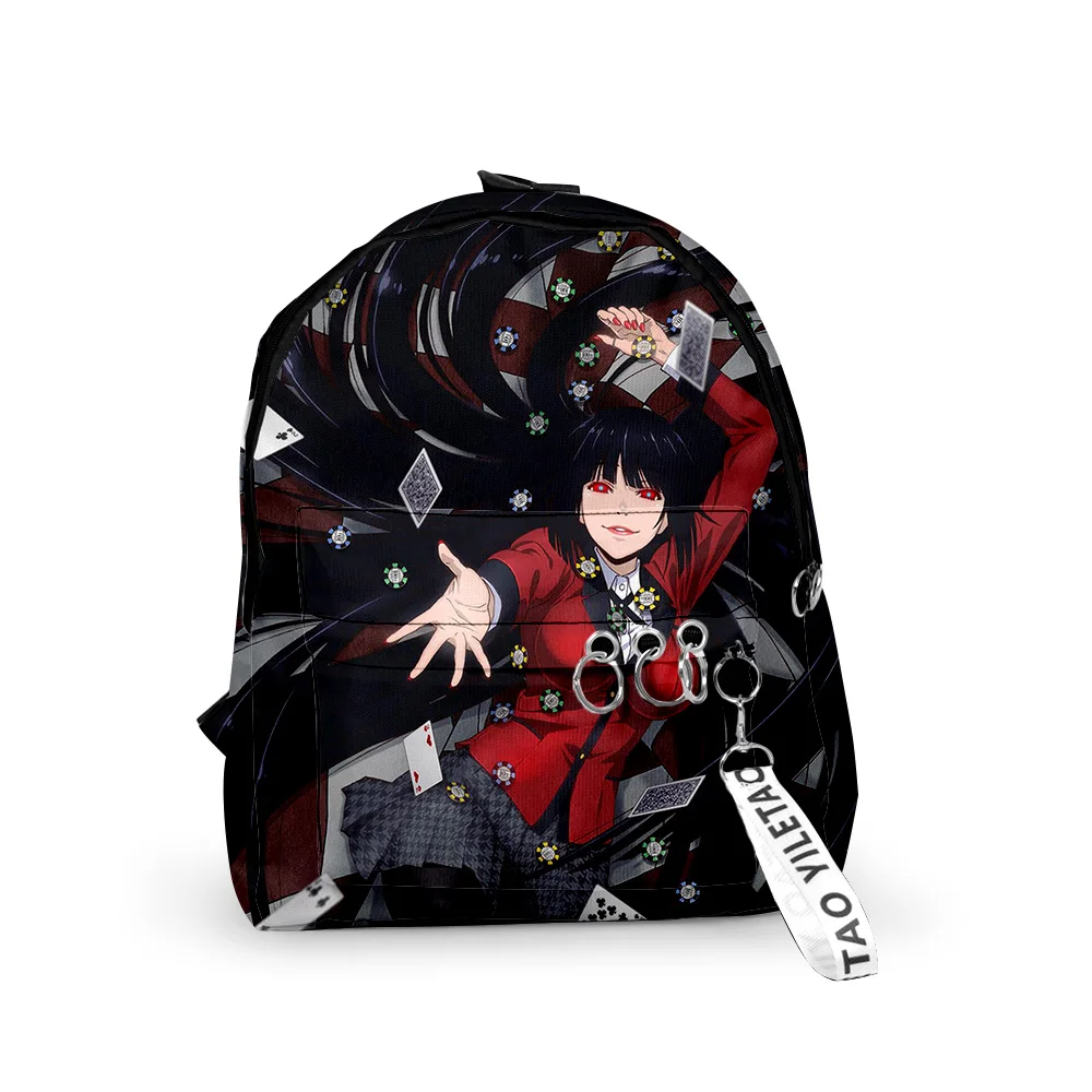 

Classic Kakegurui Meari Saotome Backpacks Boys/Girls pupil School Bags 3D Print Keychains Oxford Waterproof Cute Small Backpacks