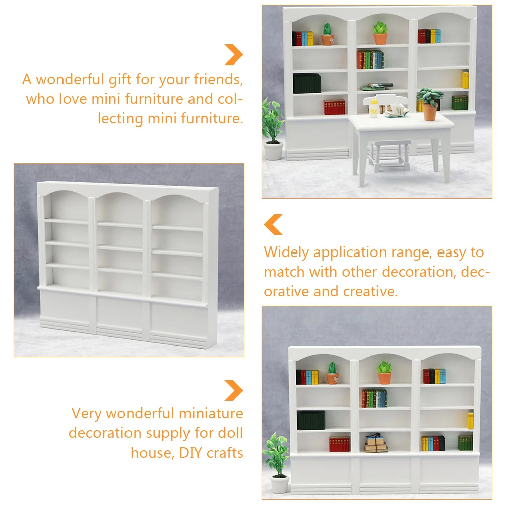

Mini Bookcase Furniture Shelf Model House Cabinet Wooden Display Accessory