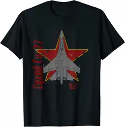 Sukhoi Su-27 Flanker Russian Jet Airplane Vintage Cyrillic Men T-Shirt Short Sleeve Casual 100% Cotton O-Neck Summer Shirt