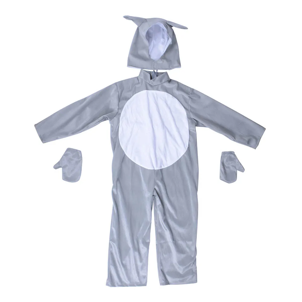 Dier Kleine Muis Cosplay Kostuum Jongen Meisje Kind Cartoon Kostuum Grijze Lange Mouw Grappig Pak Halloween Carnaval Jumpsuit Kids