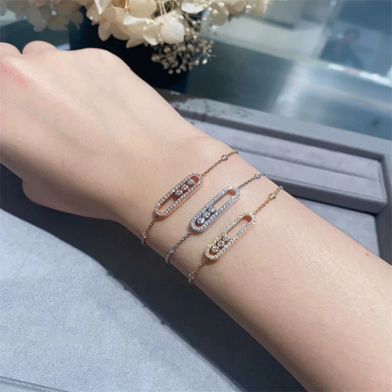 Fashion Crystal Geometric Jewelry Bracelet Women European and American Personalized Stainless Steel Bracelet Anniversary Gift