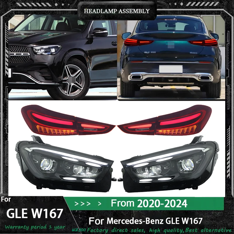 

Автомобильные фары для Mercedes-Benz GLE W167 фары + задние фонари 2020-2024 светодиодный проектор фары DRL автомобильные аксессуары