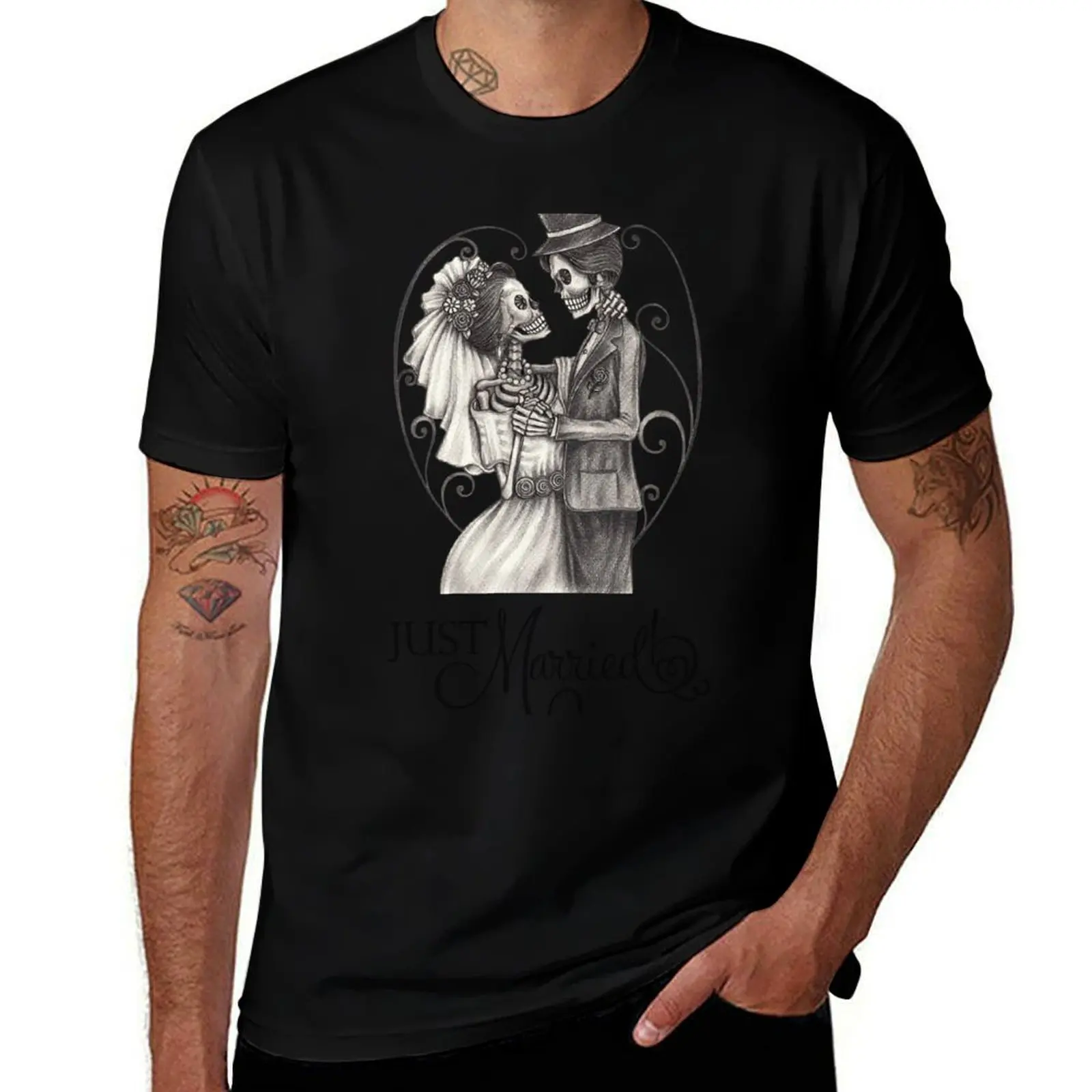 Just Married Funny Anniversary T-Shirt Large Size Casual Tee Shirt T-Shirt