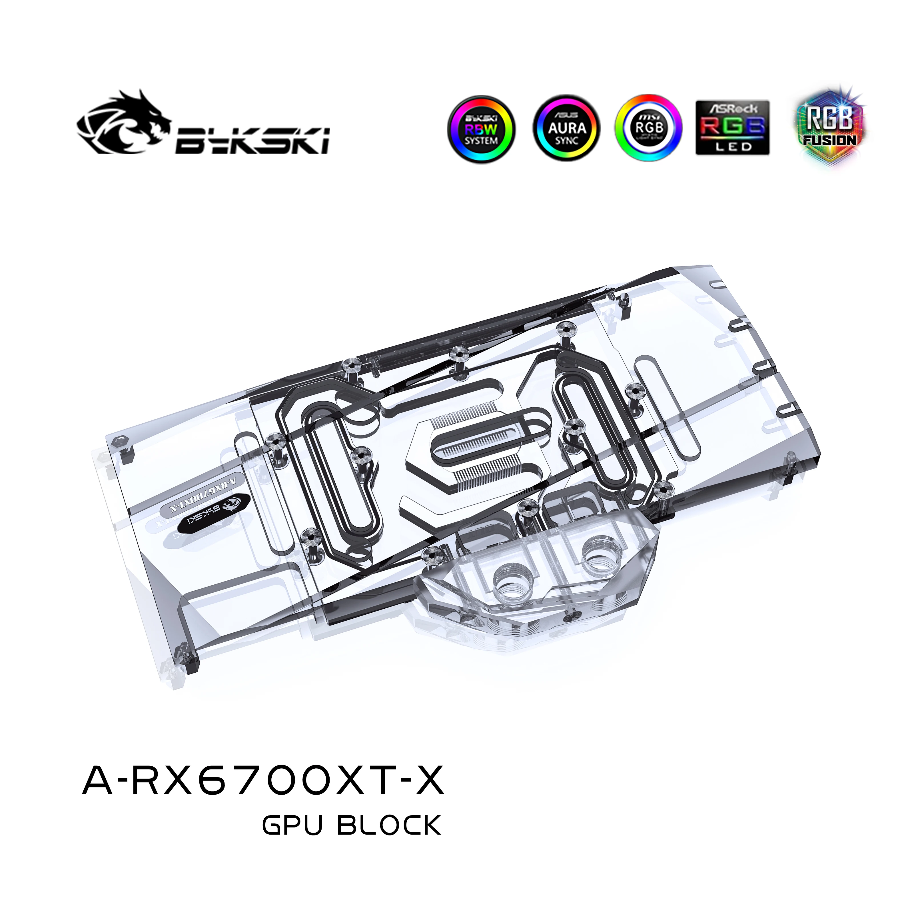 Bykski GPU Water Cooling RGB Block for AMD Reference RX 6700XT with Backplate A-RX6700XT-X