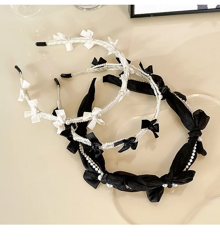 

Gentle pearl bow headband, female Internet celebrity, sweet summer headdress, versatile, face wash, makeup, and hairpin